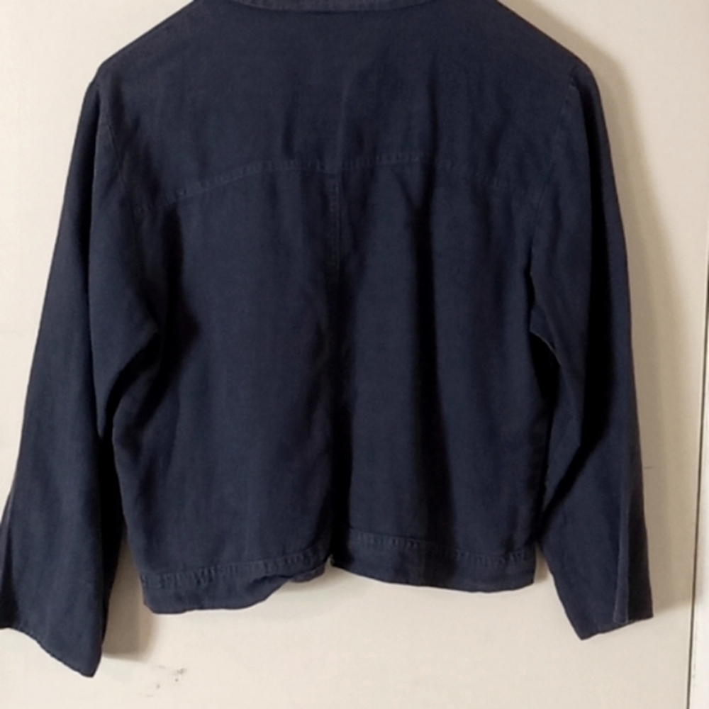 City Lights Vintage Dark Blue Linen Jacket Size Small Super Cute! 🧥 - Picture 4 of 5